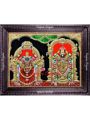 Thayar Balaji Tanjore painting with gold foil, traditional arch detailing and handcrafted temple-style finish